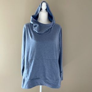 Columbia Blue Hoodie with Kangaroo pocket, high neck, Size XL